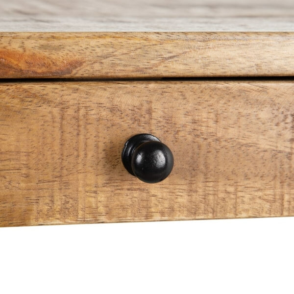 Loft Design Desk "Z" Solid Wood and Black Metal (110 x 50 x 77cm) 