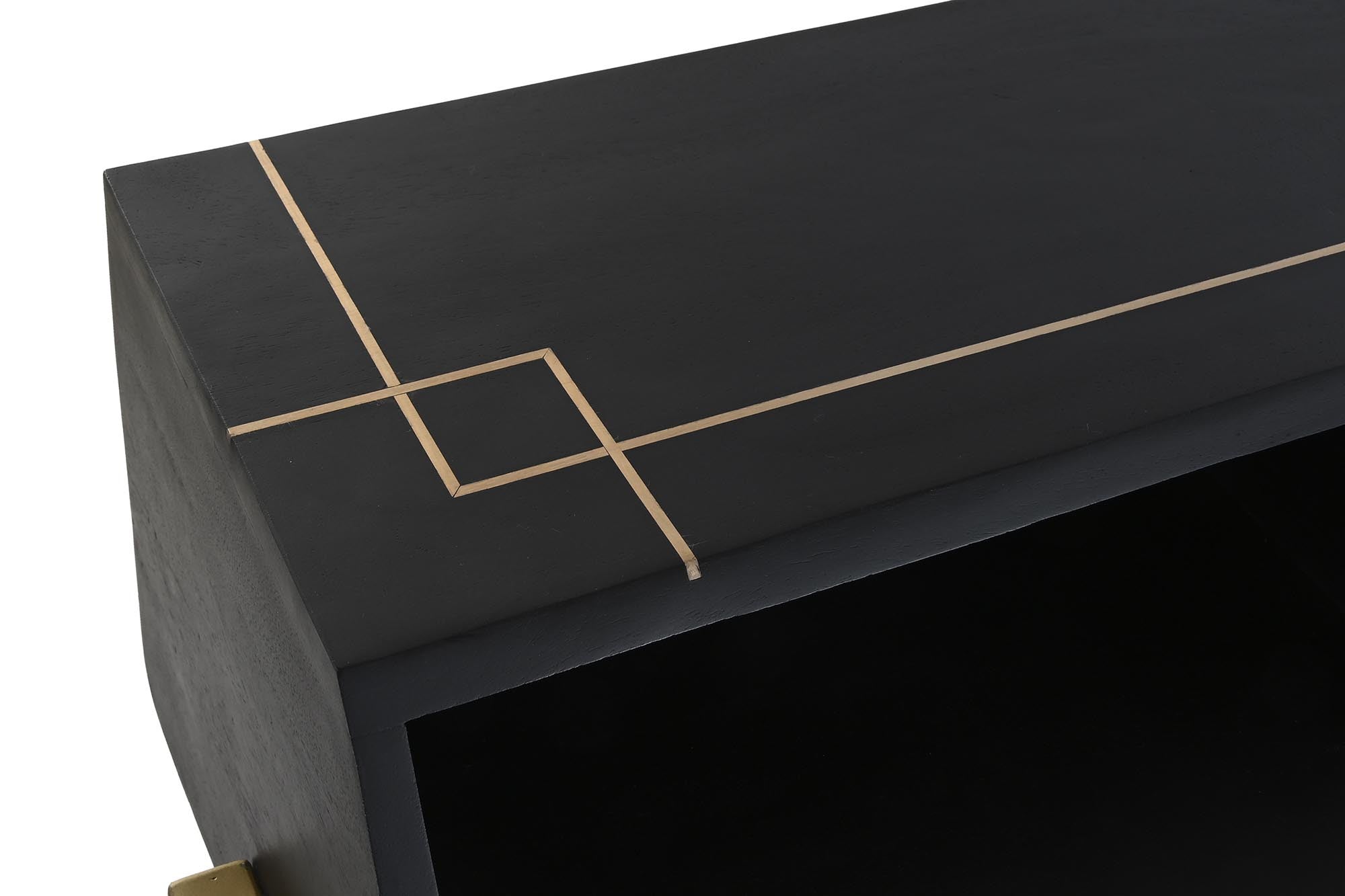 Contemporary Desk Black Wood and Gold Metal Home Decor