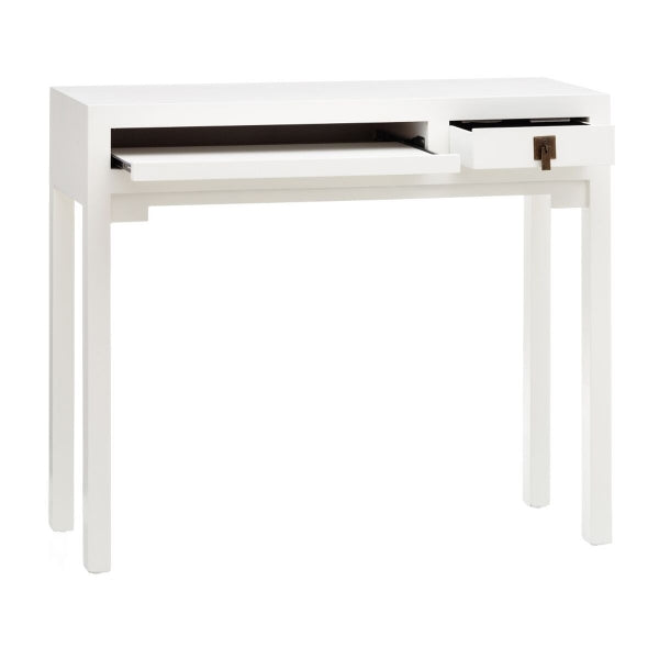 Oriental White Wood Desk with Keyboard Drawer Home Decor