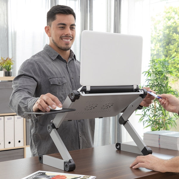 ING Gray Adjustable Portable Desk - Versatility and Comfort for Optimal Productivity