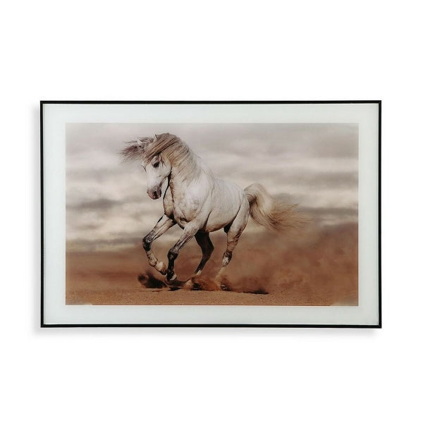 White Horse On The Beach Designer Wall Frame Versa
