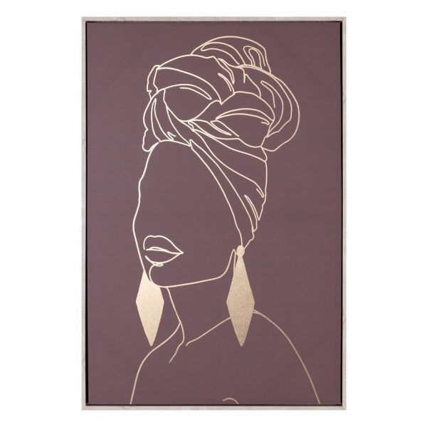 Golden Woman Silhouette Wall Frame on Purple Background Home Decor