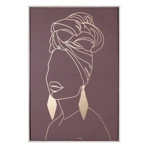 Cadre Mural Silhouette de Femme Dorée sur Fond Mauve Home Decor