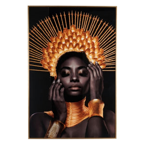 Cadre Design Femme Africaine Noir et Doré 