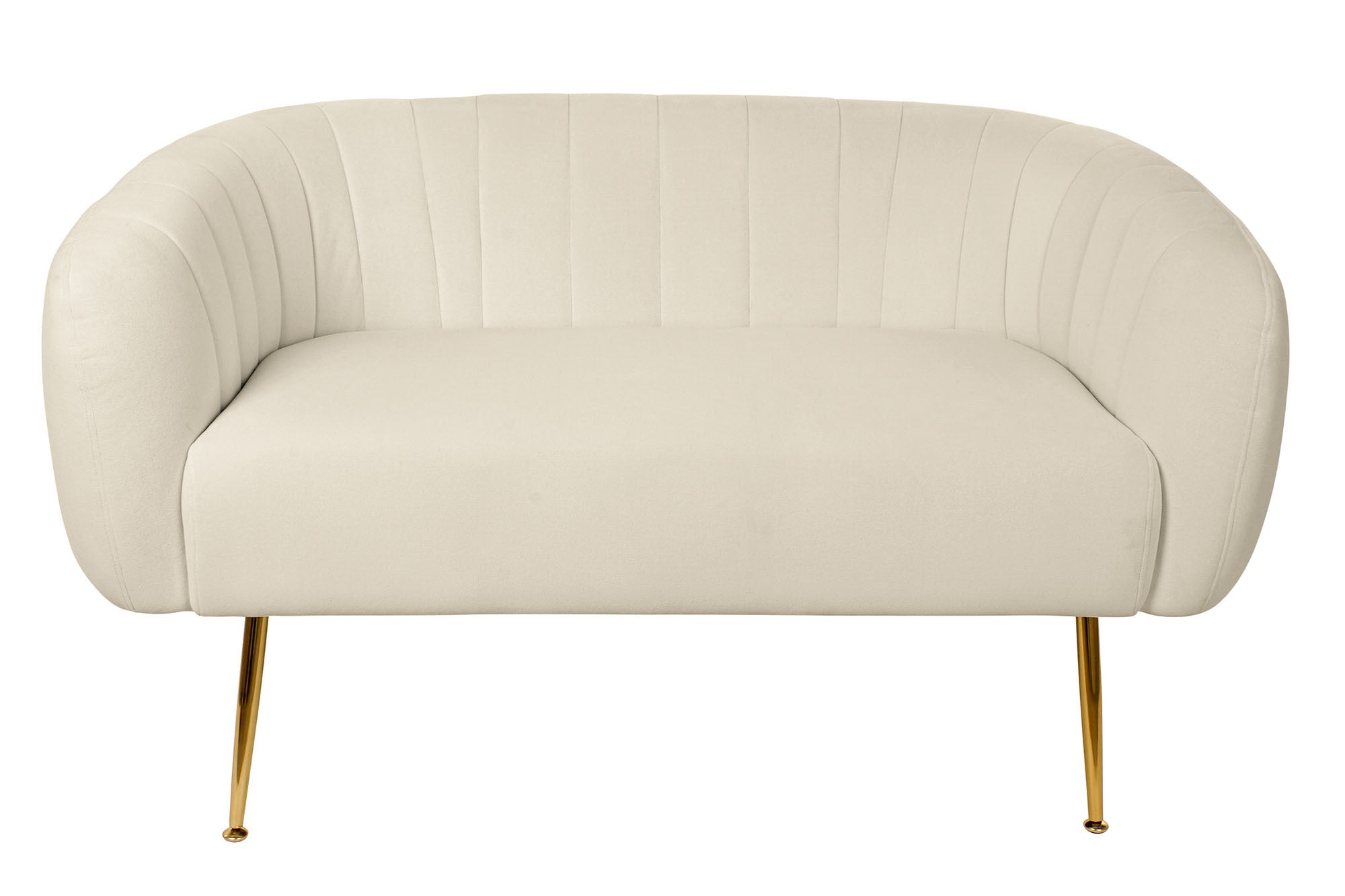 Contemporary Design Sofa 2 Seater Beige and Gold Metal Home Decor