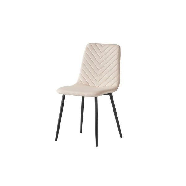 Chaise Design Moderne en Tissu Beige et Métal Noir