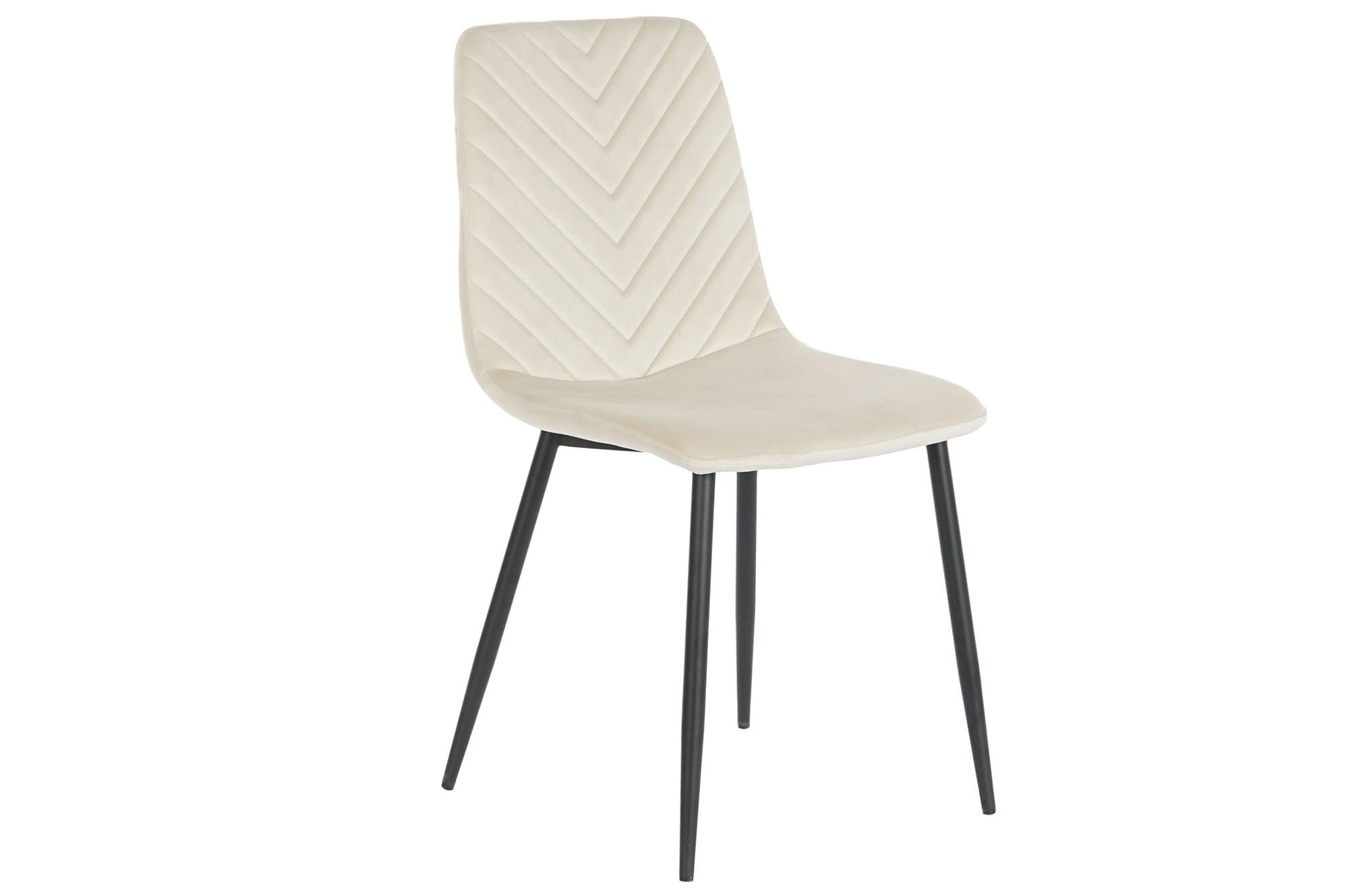Modern Design Chair in Beige Fabric and Black Metal Home Decor