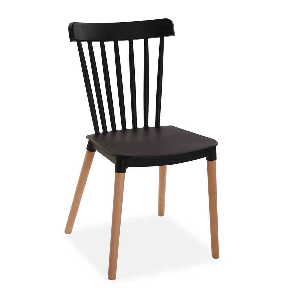 Chaise Design Traditionnel Noir et Bois 
