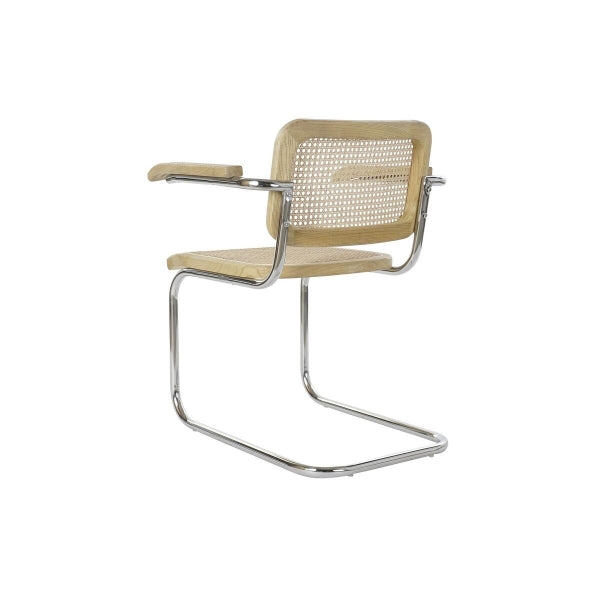 Vintage Chair with Armrests in Rattan, Metal and Light Wood