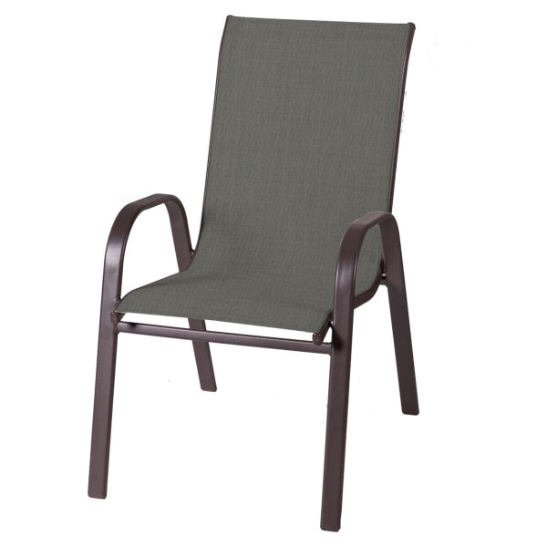 Comfort Garden Chair in Gray Textile and Brown Metal Home Decor 
