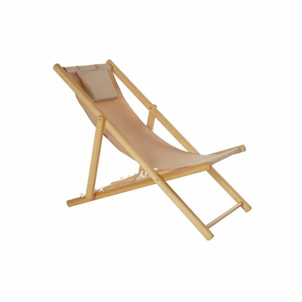 Brown and Wood Folding Garden Deck Chair Home Decor (57.5 x 113 x 77 cm)