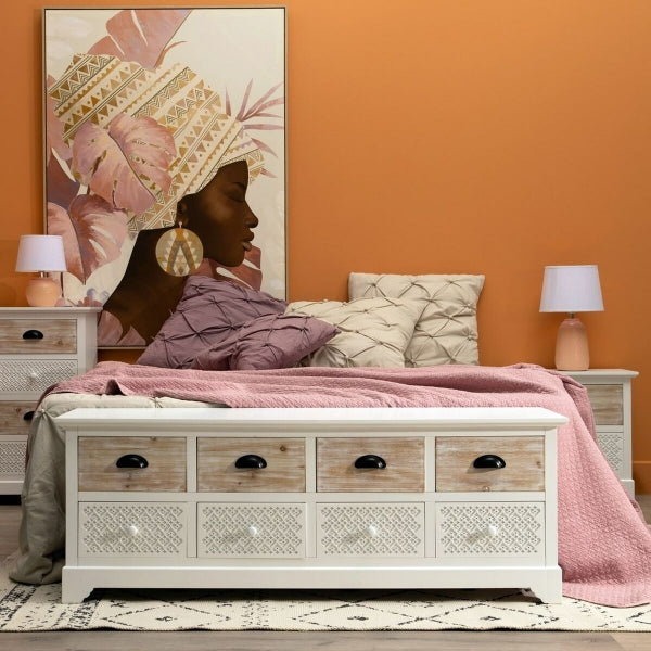 Glamorous Chest of Drawers for Edge of Bed in White Natural Wood Home Decor