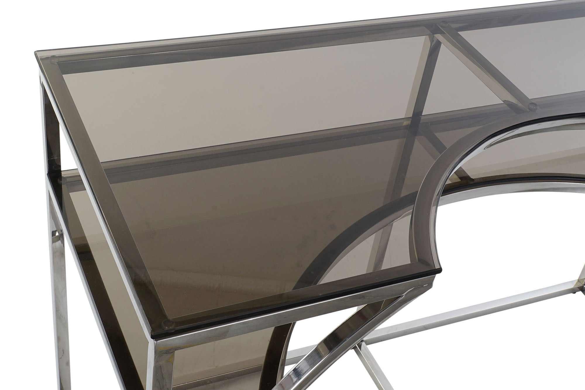 Console Design Home Decor Argent Verre Acier (120 x 50 x 75 cm)