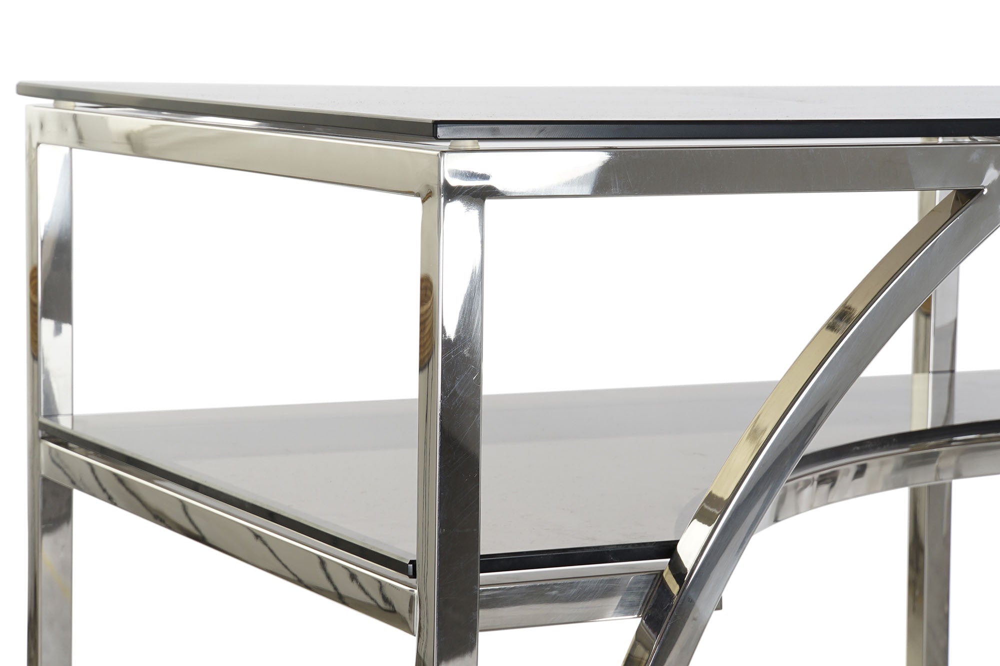 Console Design Home Decor Argent Verre Acier (120 x 50 x 75 cm)