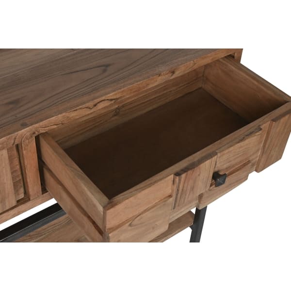 Modern Console in Solid Acacia and Metal