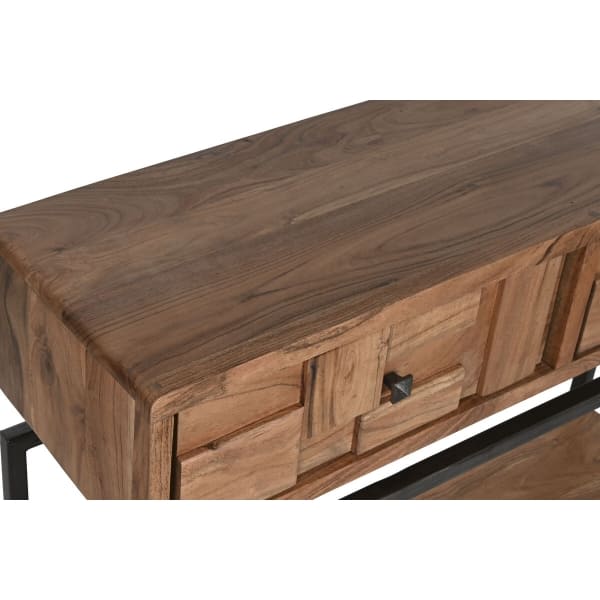 Modern Console in Solid Acacia and Metal