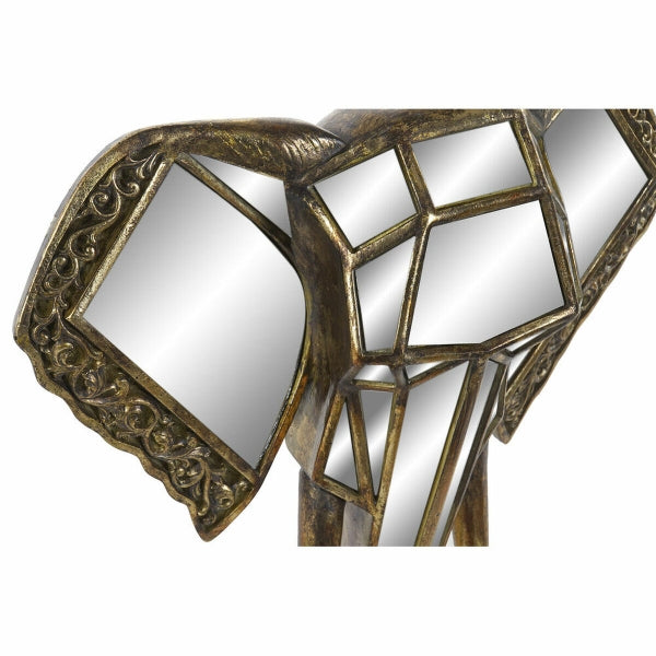 Golden Elephant and Mirror Design Wall Decoration