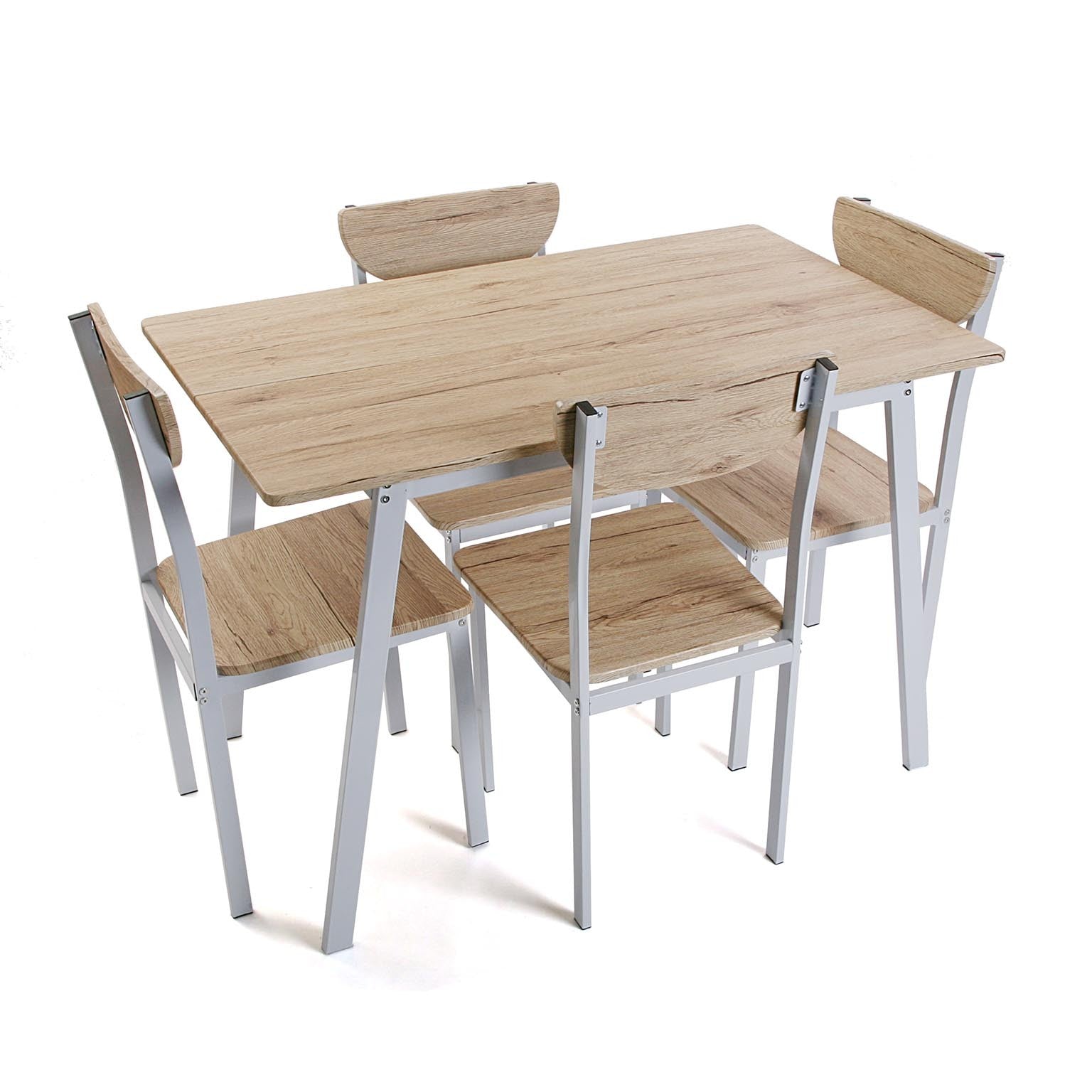 Versa Wood and White Scandinavian Design Kitchen Table and 4 Chairs Set