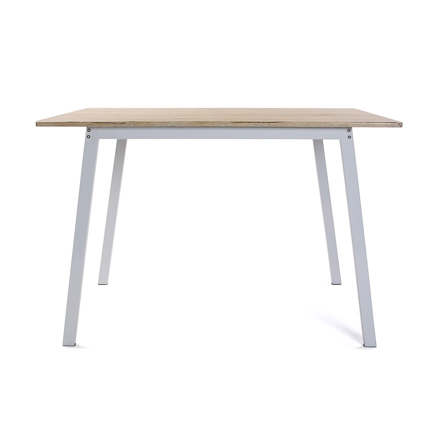 Juego de mesa y 4 sillas de cocina de diseño escandinavo blanco y madera Versa