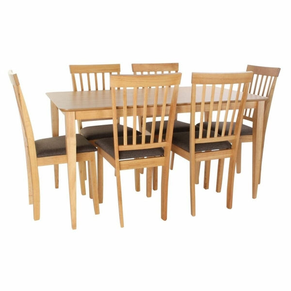 Traditional Oak Wood Table and 6 Chairs Set Home Decor