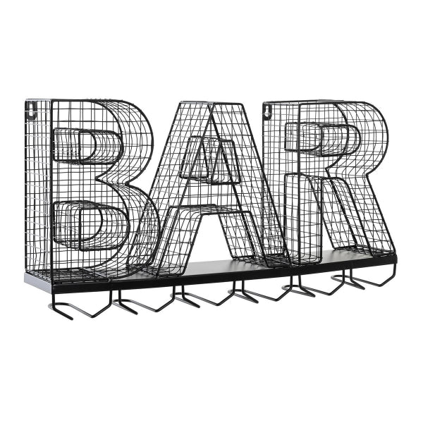 Etagère à Verres Suspendus Design Loft "BAR" en Métal Noir