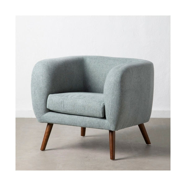 Fauteuil Design Contemporain Home Decor Bleu Ciel et Bois Naturel