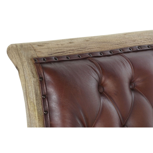 Reclining Armchair in Brown Leather and Carved Wood Baroque Style