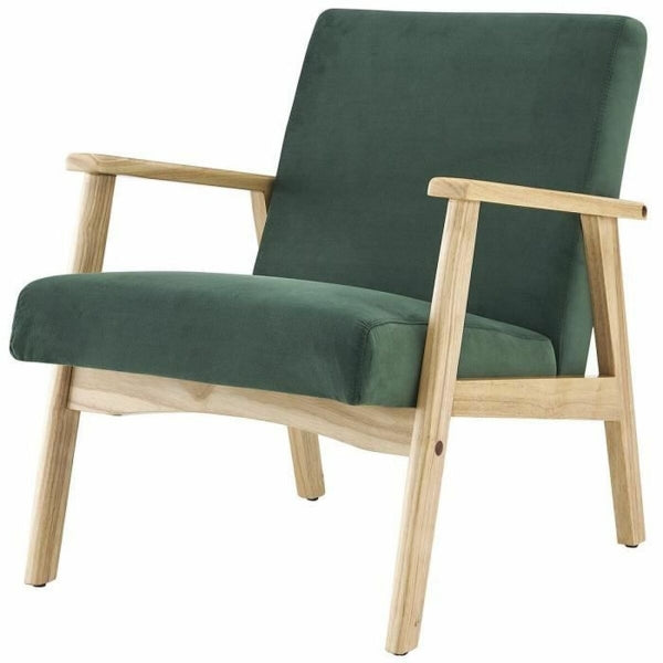 Green and Natural Wood Scandinavian Relax Armchair Home Decor