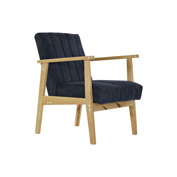 Recliner Armchair Navy Blue and Pine Wood Home Decor