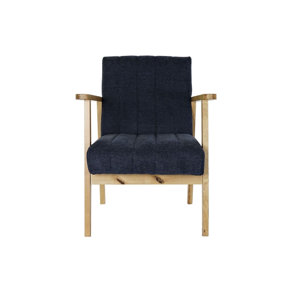 Recliner Armchair Navy Blue and Pine Wood Home Decor