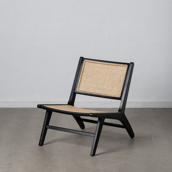Fauteuil Relax Incliné "ZEN" Design Bali en Bois Noir et Rotin