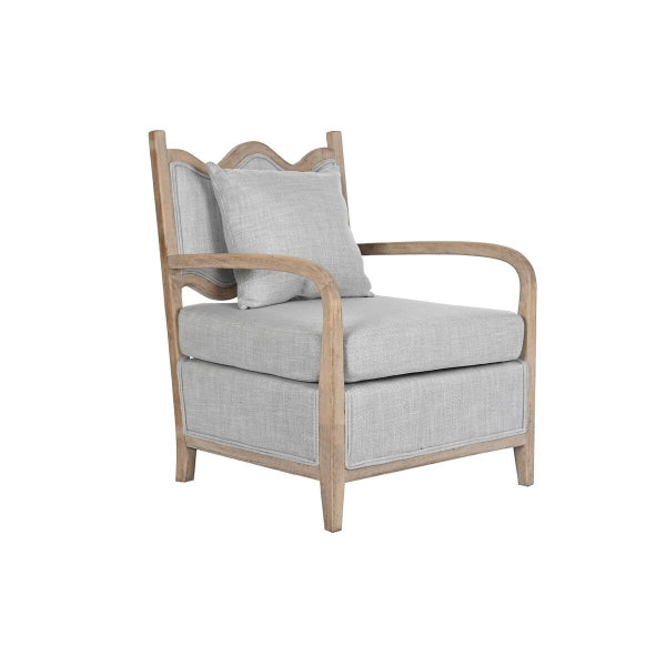 Traditional Comfort Armchair Gray and Pine Wood Home Decor