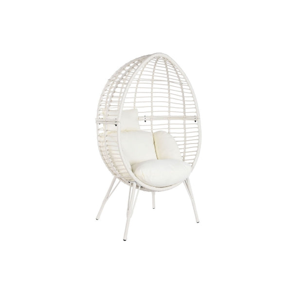 Egg Garden Armchair on White Synthetic Rattan Legs Home Decor