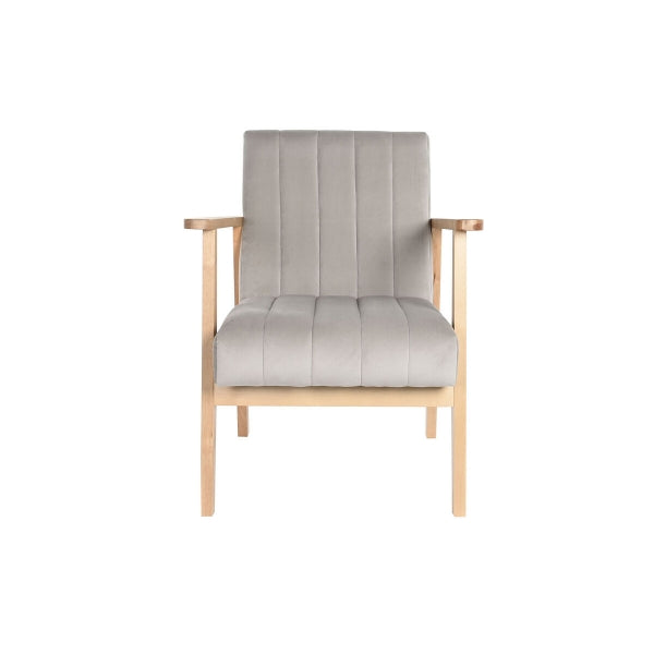 Vintage Gray Living Room Armchair with Wooden Armrests Home Decor - A Blend of Comfort and Retro Chic