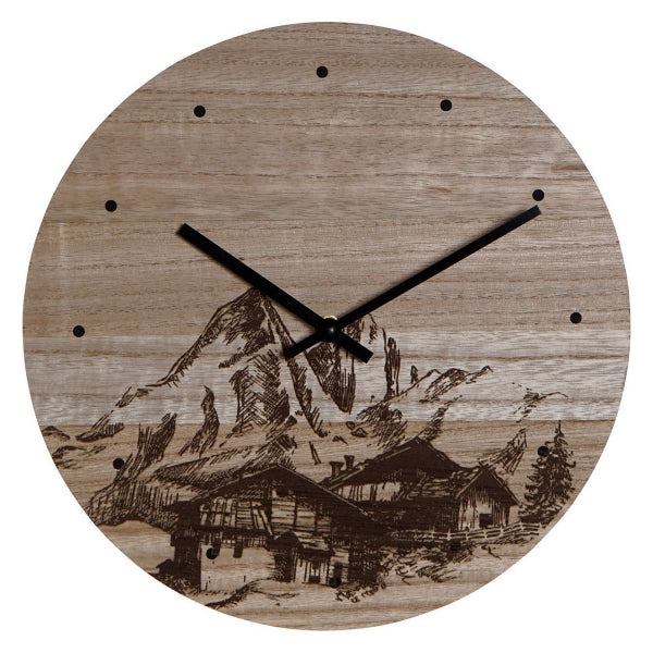Horloge Murale Bois Design Massif Montagneux Noir