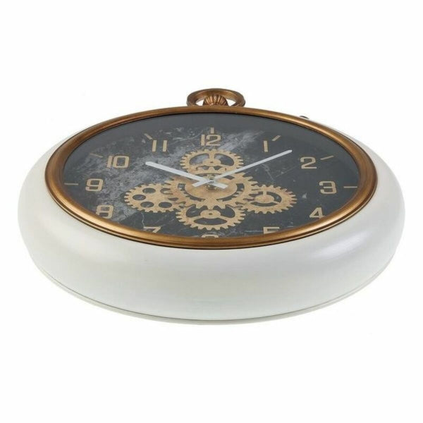 Reloj de pared con diseño de bolsillo vintage blanco y dorado Versa