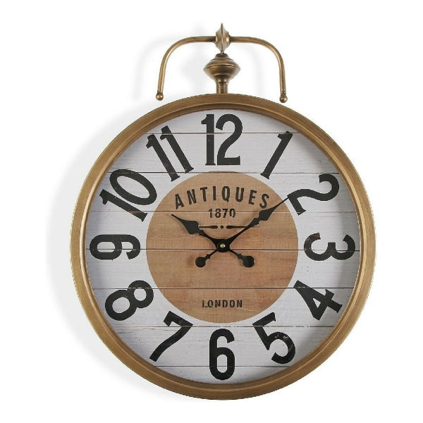 Reloj de pared con diseño de bolsillo vintage de metal dorado Versa