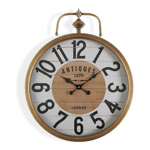 Horloge Murale Design Gousset Vintage en Métal Doré Versa