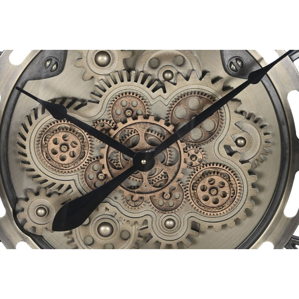 Home Esprit Industrial Style Wall Clock with Golden Iron Gears
