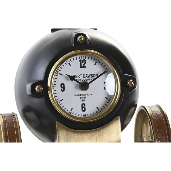 Horloge de Table Design Canon sur Roues Noir et Doré