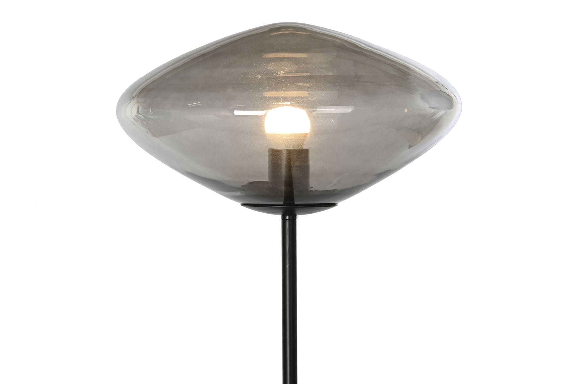 Lámpara de pie de diseño en vidrio soplado y metal negro