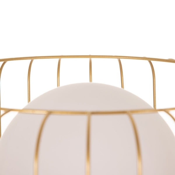 Designer Floor Lamp in Golden Metal and White Glass Home Decor