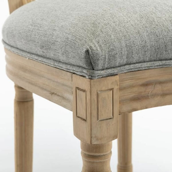 Juego de 2 sillas diseño medallón Luis XVI Tejido gris y madera natural Decoración del hogar