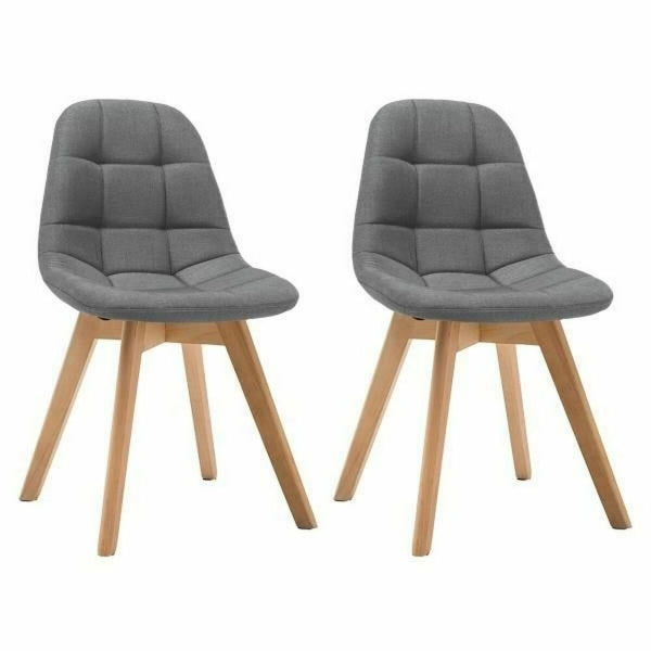 Set of 2 Scandinavian Chairs in Gray Fabric and Wood - Add a touch of Scandinavian elegance to your interior