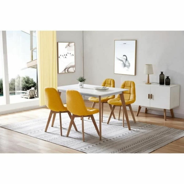 Set of 2 Scandinavian Chairs in Yellow Fabric and Wood - Add a touch of Nordic style to your interior