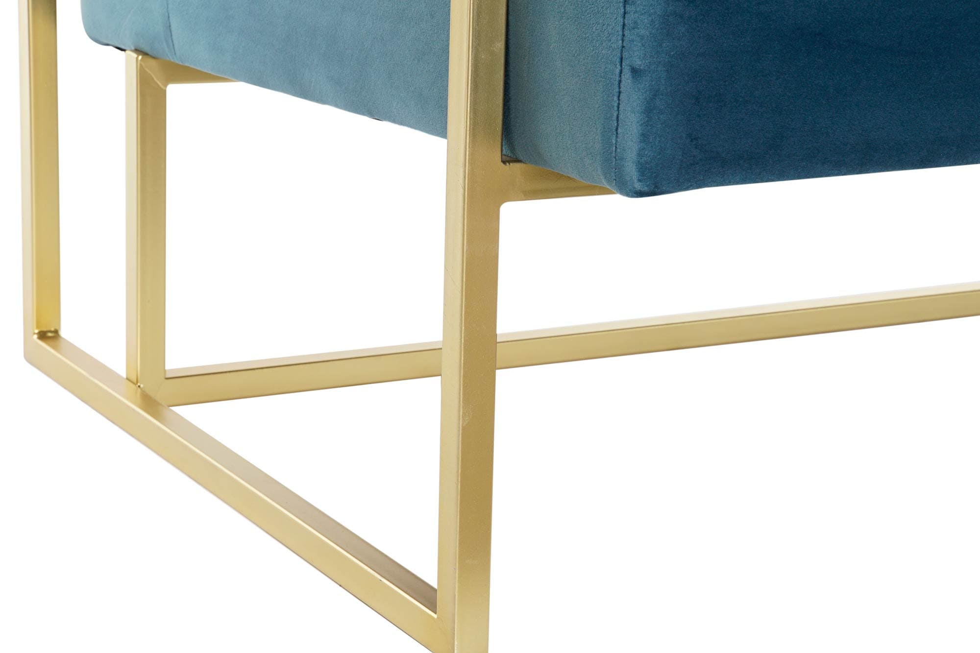 Duck Blue Velvet Sofa and Gold Metal Frame - Contemporary Elegance for Your Living Room