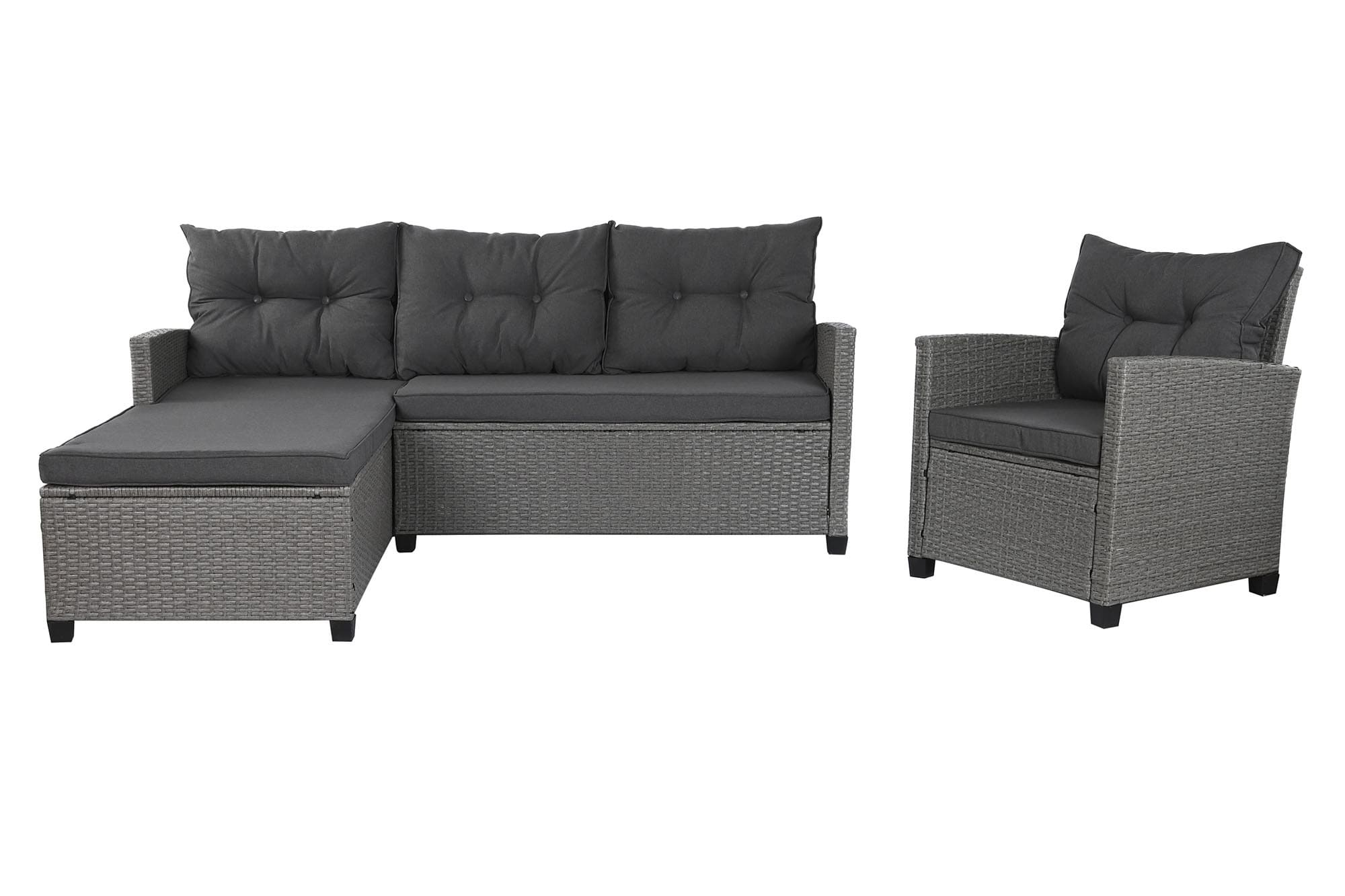 Anthracite Synthetic Rattan Garden Sofa and Table