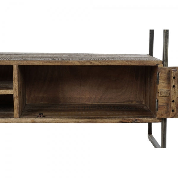 Mueble de TV de diseño Loft en metal negro y madera de mango Home Decor