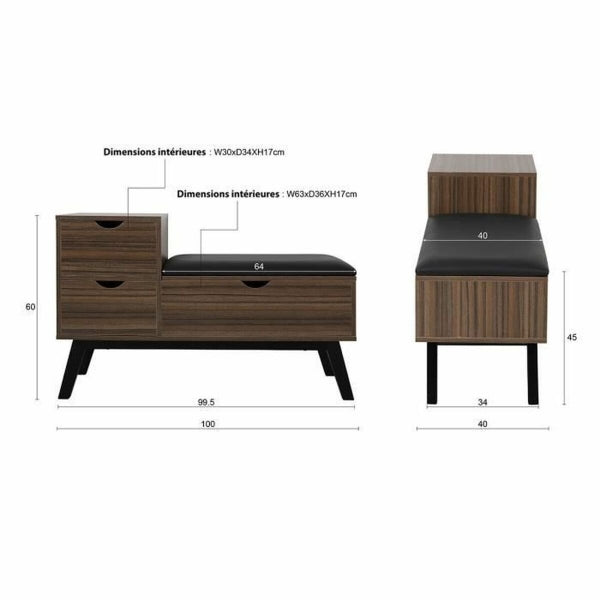 Shoe Cabinet with Design Bench in Brown Wood Home Decor
