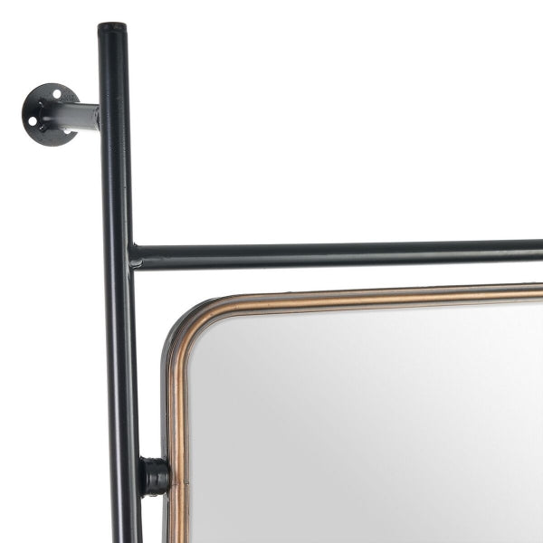 Mueble de entrada vintage atípico con espejo de metal negro y dorado: una bienvenida elegante